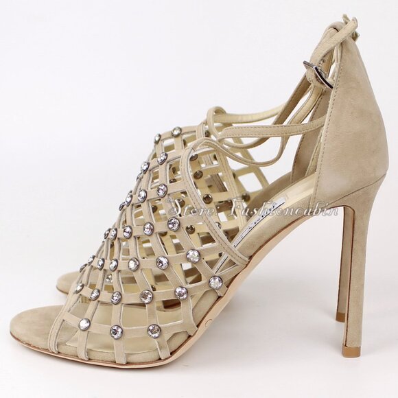 NEW JIMMY CHOO Crystal Caged Heeled - Glam Sandals for Wedding & Events - Picture 9 of 16